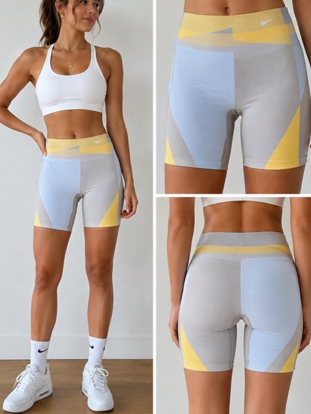 Nike Yellow and Gray Biker Shorts